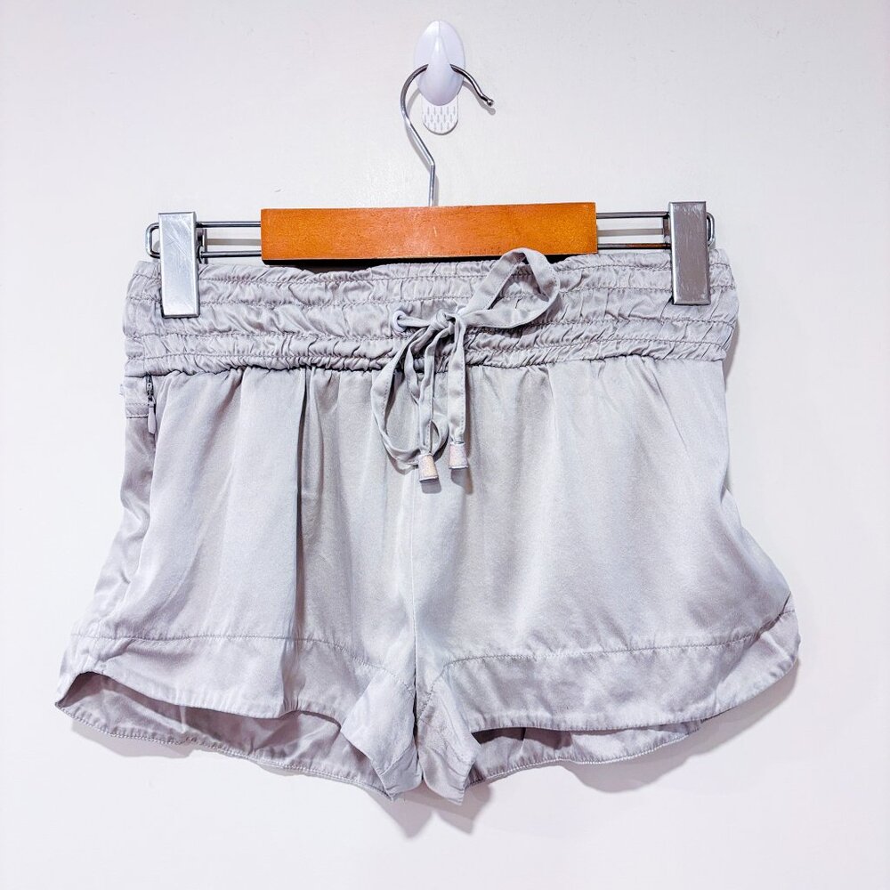 BLANC NOIR Silver silk mini shorts | Relaxed luxe | X-Small